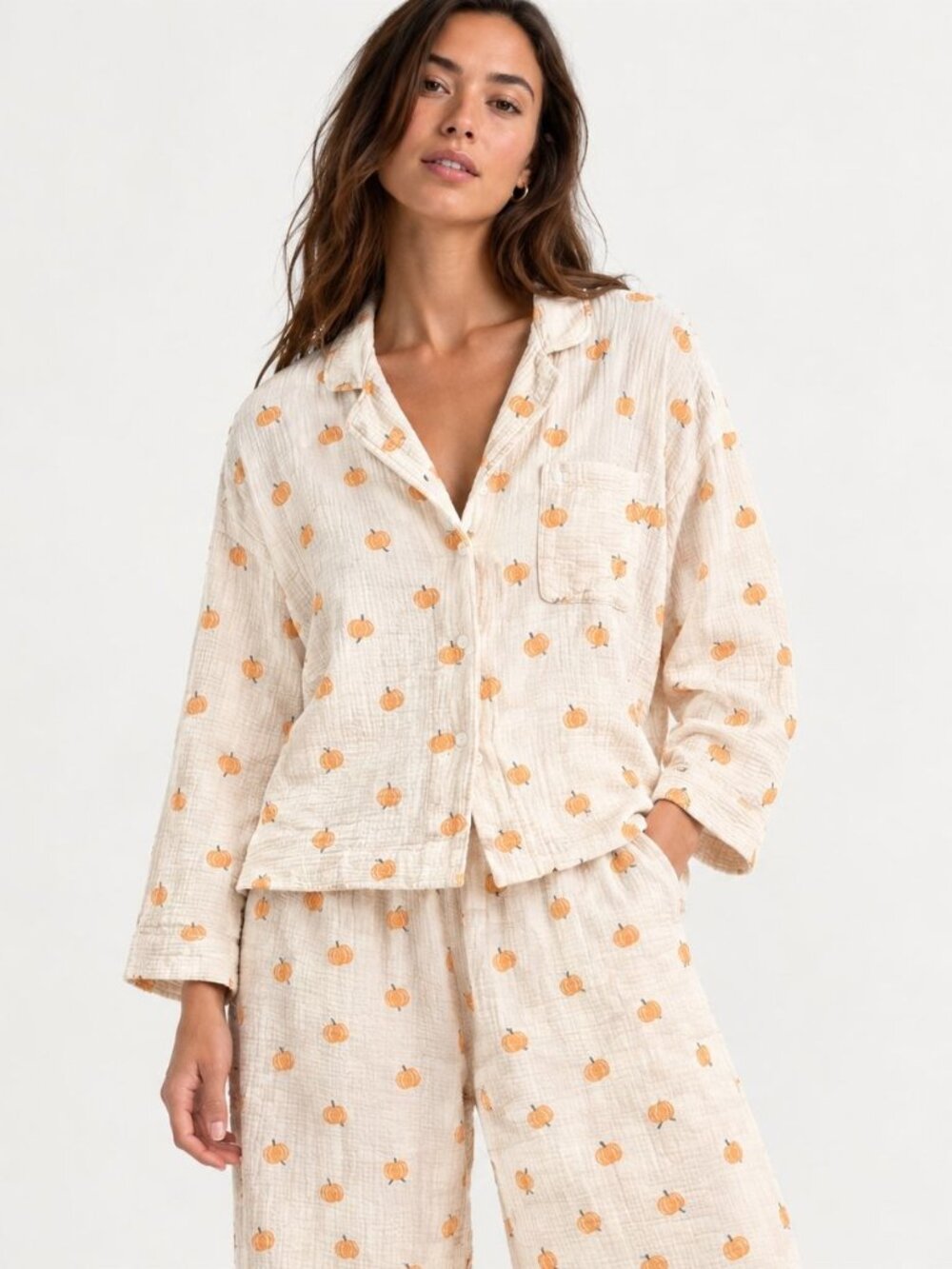 American Eagle AE Cotton Gauze Fall Pumpkins Pajamas PJ Set XL Lounge Halloween
